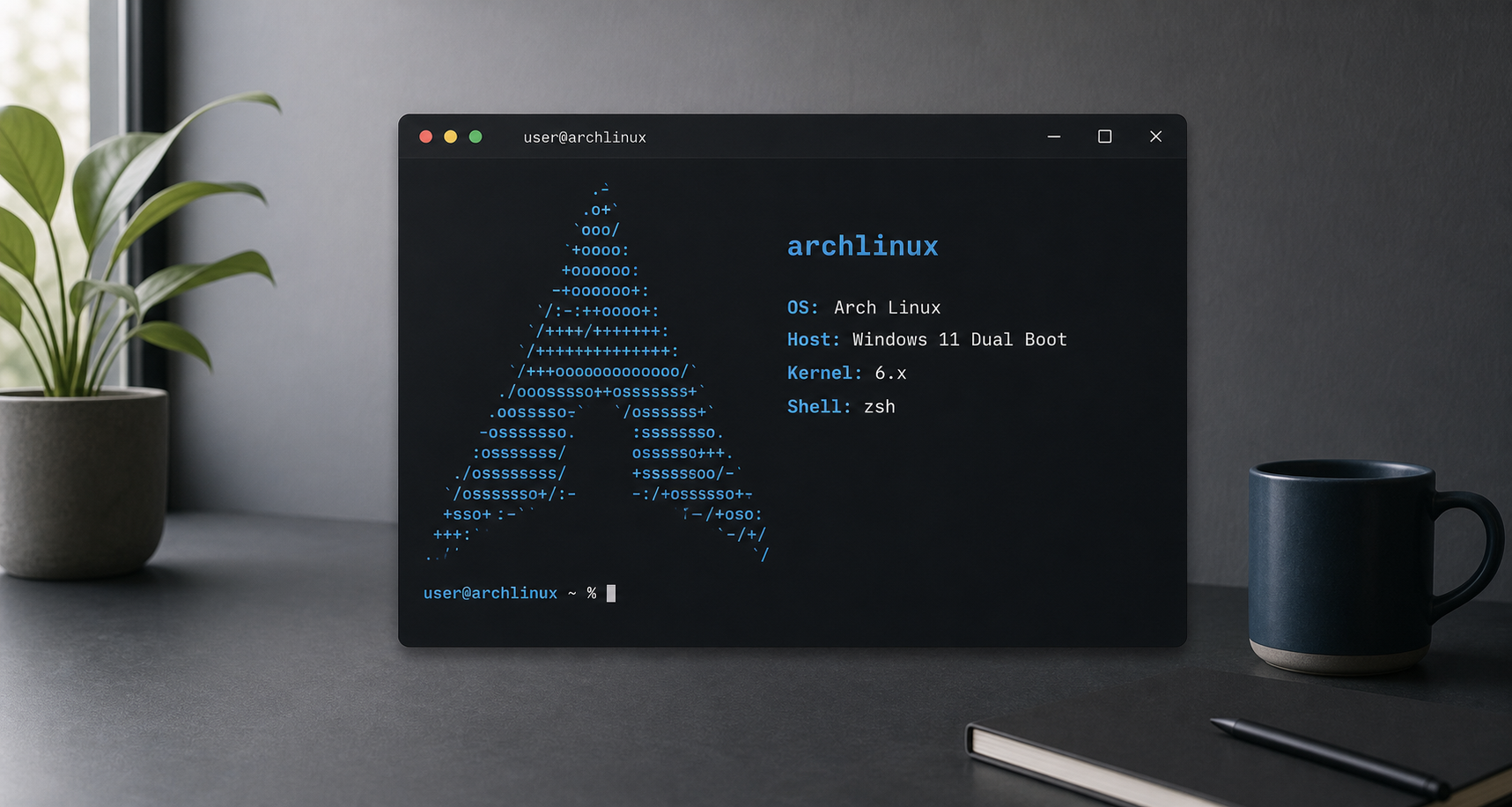Minimal Arch Linux terminal banner